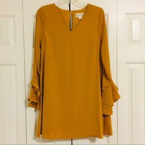 🧡 love riche Bell Sleeve Mustard Dress